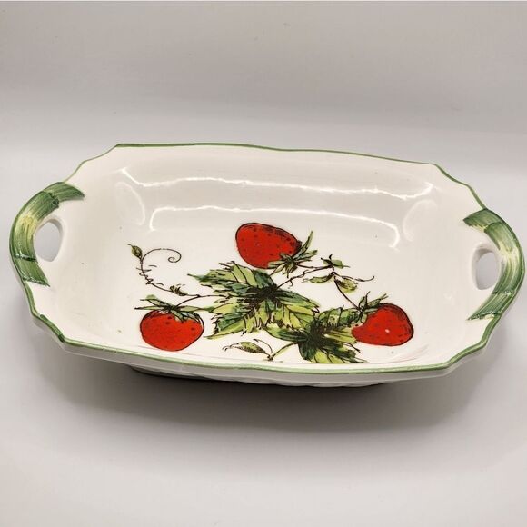 Vintage Shafford Les Fraises Strawberry Rectangular Serving Dish ONE - Picture 1 of 4